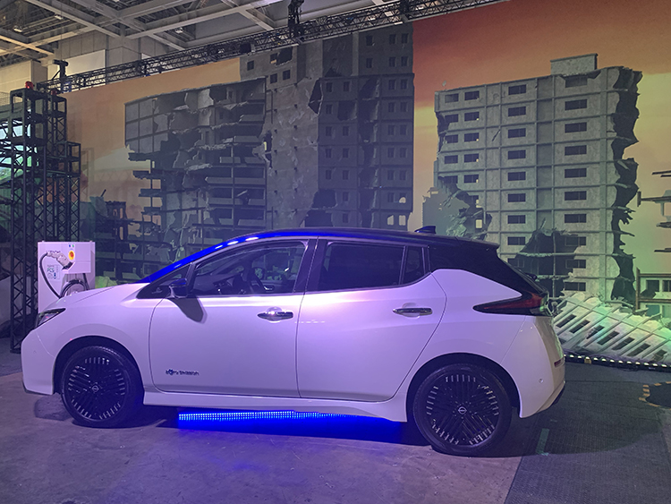 Nissan LEAF on display at the Japanese Mobility Show
