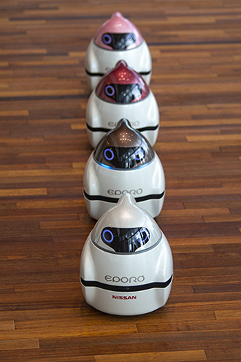 eporo robots standing in a single file line