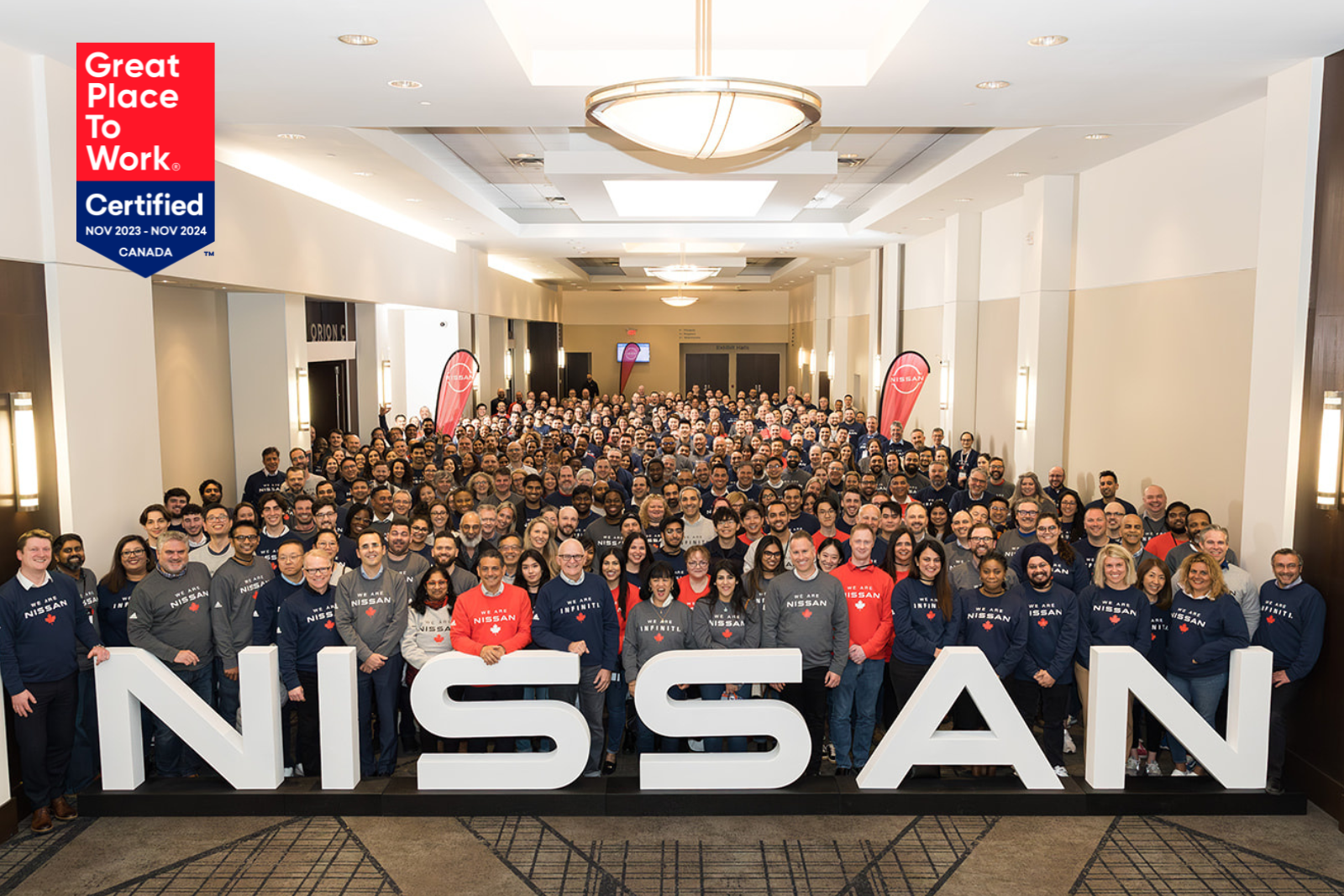 Nissan Canada workers pose for a photo