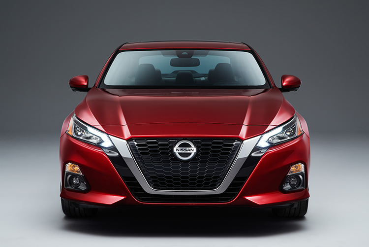 The Front of a Red Nissan Altima