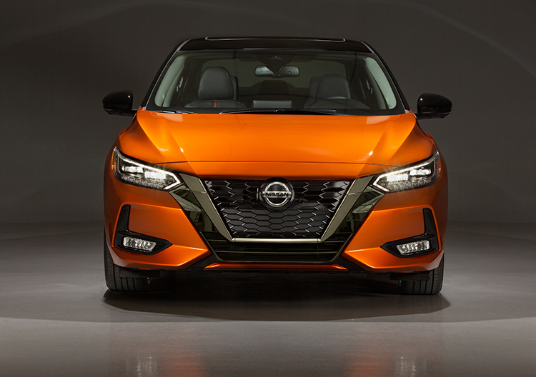 all new orange nissan front view